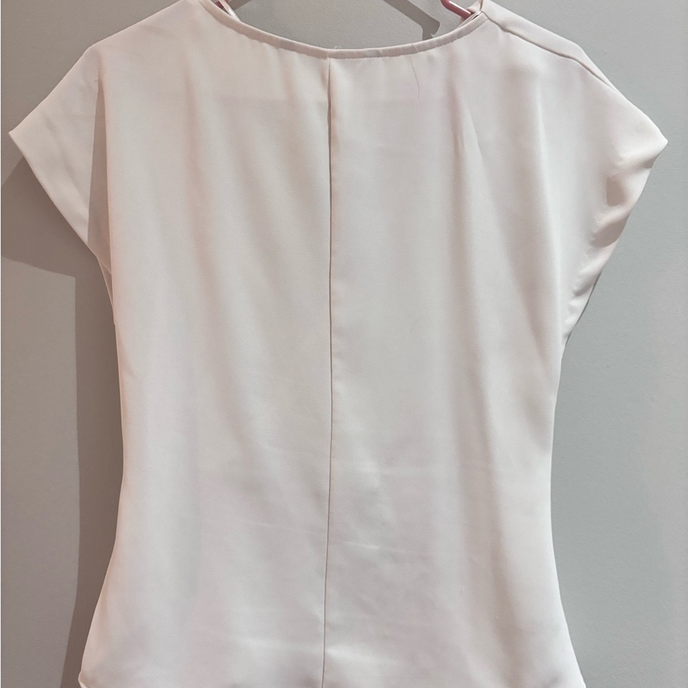 Zara Cream Wrap Peplum Blouse with Cap Sleeves - Picture 2 of 4